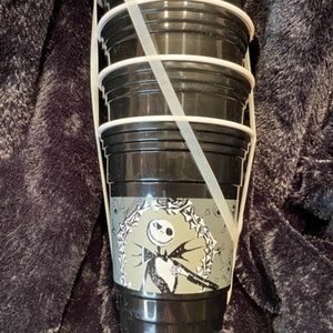 4 Jack Skellington Reusable Black Solo Cups